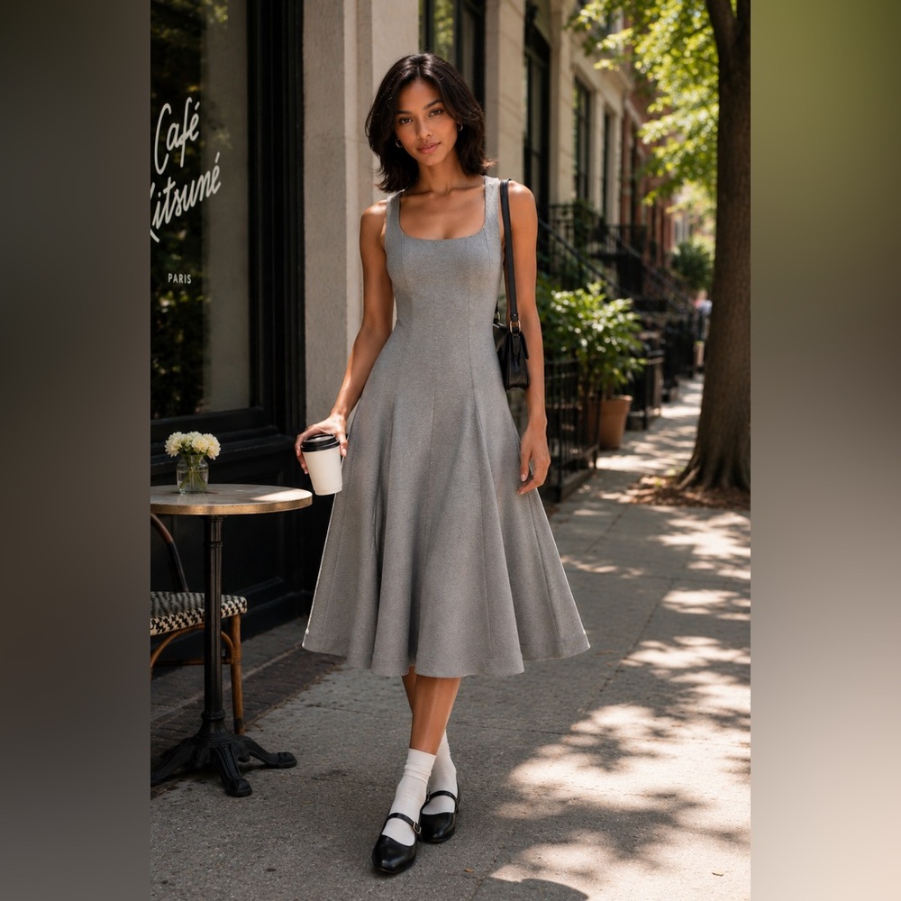 Du Paradis Sleeveless Neoprene A-line Midi dress